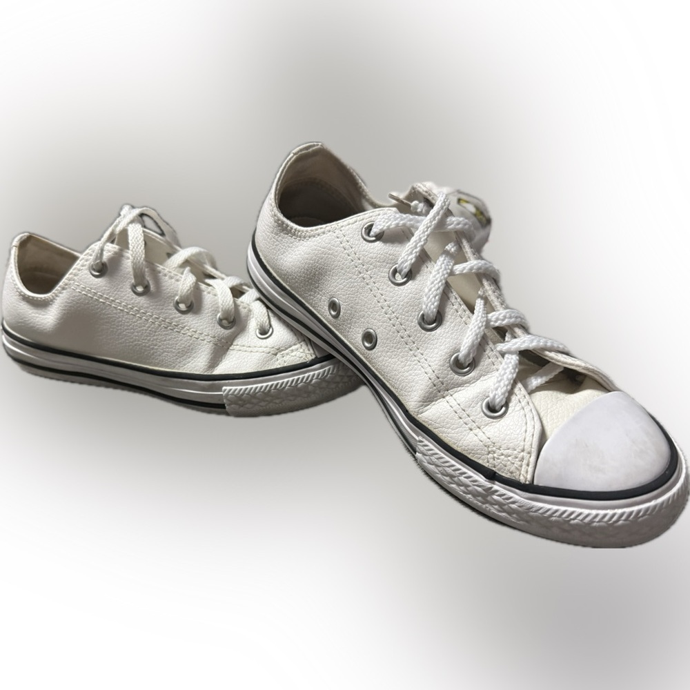Converse Chuck Taylor Leather Junior White Low Top Size 3 - Picture 4 of 6